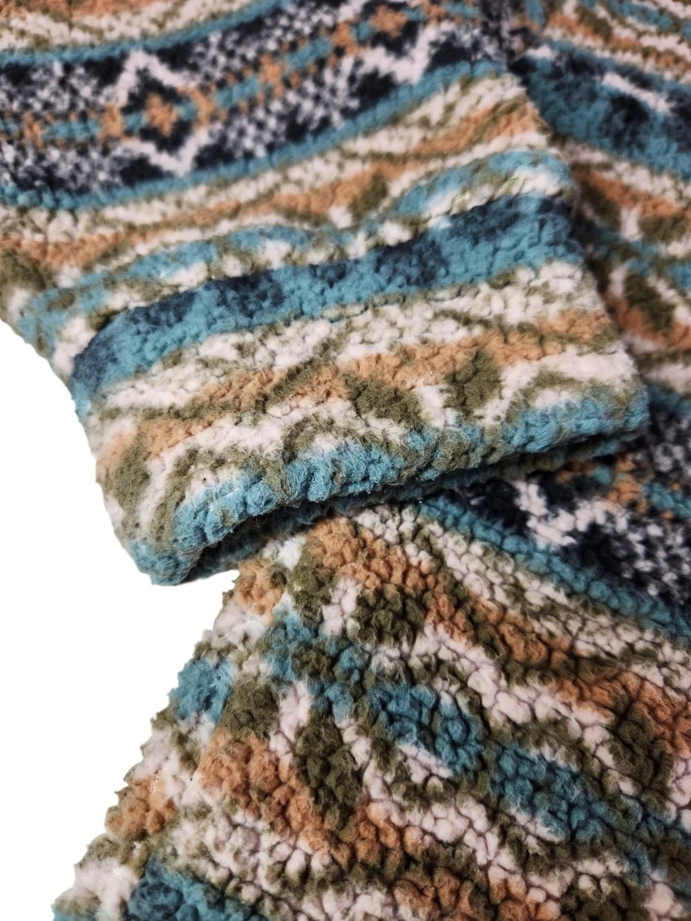 American Eagle Sherpa Fleece Pullover Medium Fair Isle Aztec 1/4 Zip Cozy